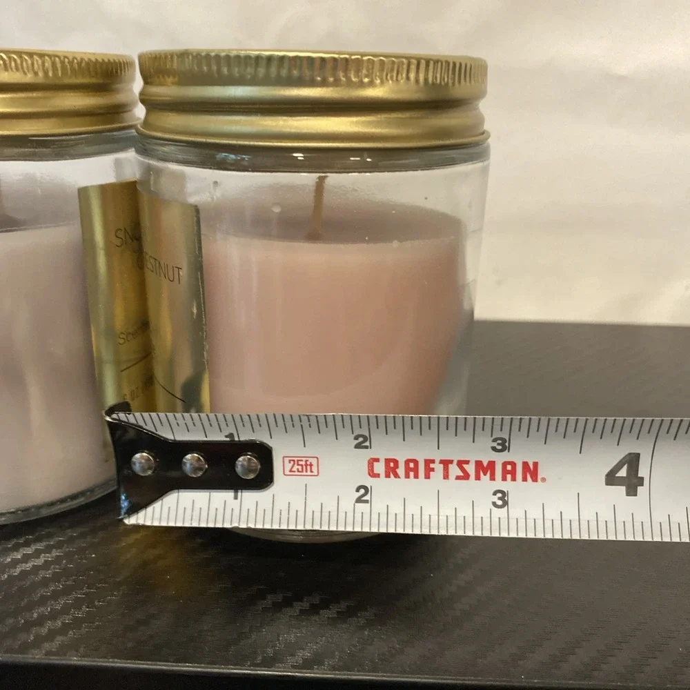 Set Of 2 Scented 6 oz Jar Candles Snow‎ Whipped Coconut & Bourbon Chestnut
